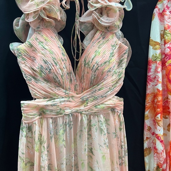 Mac Duggal 67803 RUFFLE TIERED FLORAL CUT-OUT CHIFFON GOWN - Picture 4 of 6